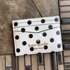 Kate Spade Staci Small Slim Cardholder Dot Printed Cream Multi